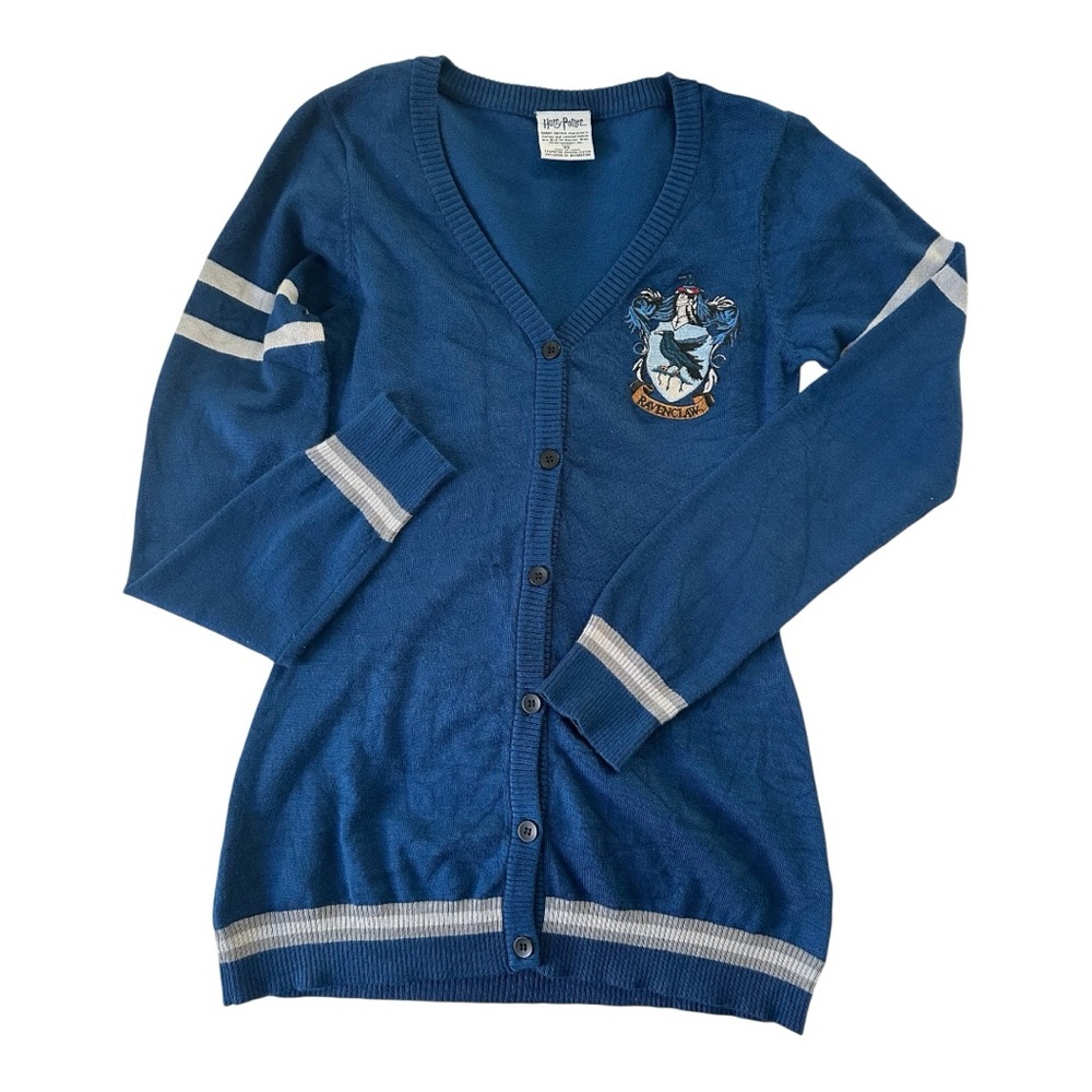 Harry Potter Blue and Gray Women's Long Sleeve Button Down Cardigan XS